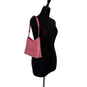 Pink faux leather crocodile bag